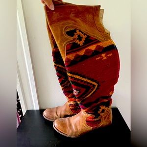 Free People vintage woven-western detail above the knee boots